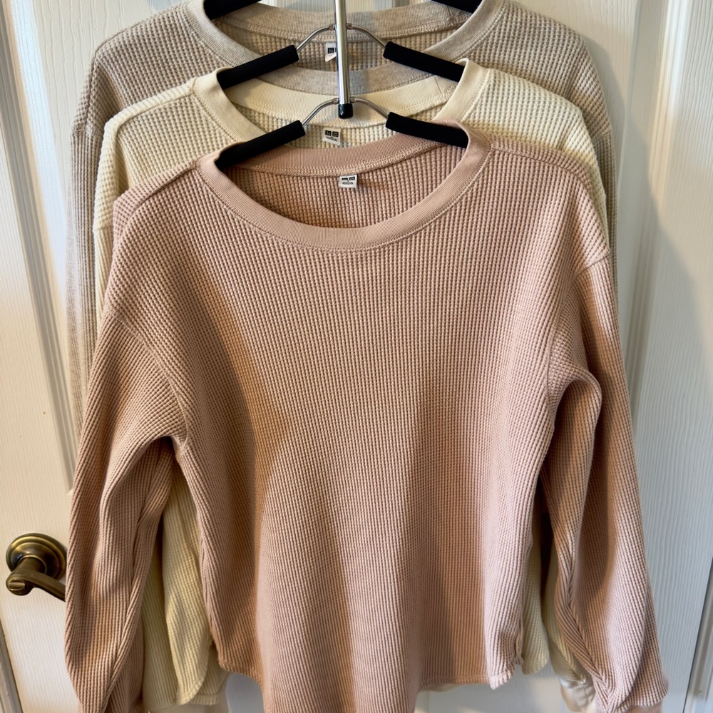 Uniqlo Women’s Waffle T-Shirt | Long Sleeve Set of 3